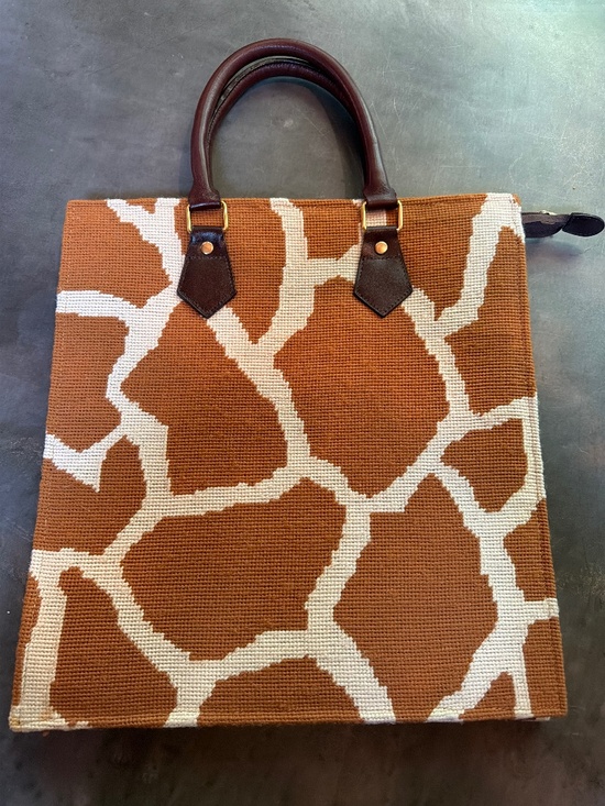 Dransfield & Ross Handbags - Vintage Rare Dransfield & Ross Giraffe Print Needlepoint Purse/ Tote